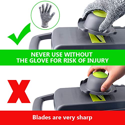 Vegetable Chopper Mandoline Slicer Cutter Onion Chopper Dicer Pro Food Chopper Slicer Durable Veggie Cutter with Large Container Drain Basket and 8 Blades for Tomato Potato Carrot