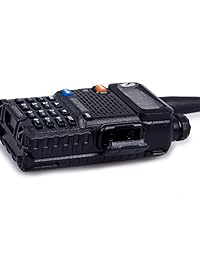 Baofeng UV 5R de alta potencia Radio bidireccional de 8 vatios Tri Power 8 4 1 W correa doble con auricular (Negro)