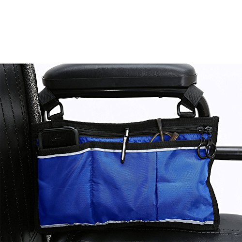 Wheelchair Bag Side Pouch Basket Storage Organizer Tote Pockets for Your Mobility Devices. Fits Most Scooters, Walkers, Rollator - Manual, Powered or Electric Wheelchairs 14” x7.5”.(HZC139) (Blue)