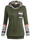 SUNGLORY Women's Colorblock Geometric Sweatshirts Raglan Hoodies With Pockets