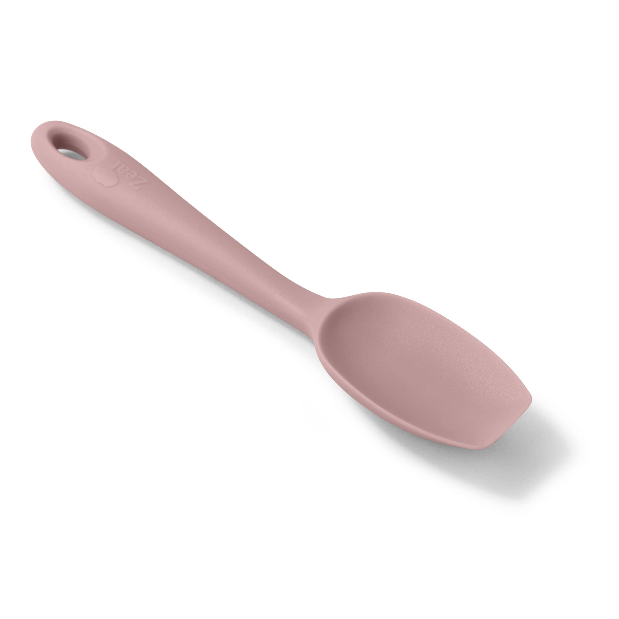 Zeal Silicone Spatula Spoon, Non-Stick Flat-Ended Cooking Spoon Spatula for Scraping, Scooping and Stirring – Odour and Stain Resistant, 20cm, Rose Pink