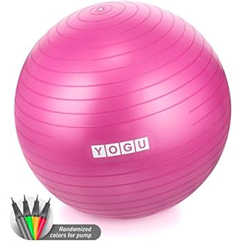 YOGU Stability Exercise Ball 65cm Yoga Balance Ball Birthing Ball with Air Pump Anti-Slip & Anti-Burst Supports 2000lbs Great for Yoga Pilates Abdominal Workout Fitness Ball and Office Chair