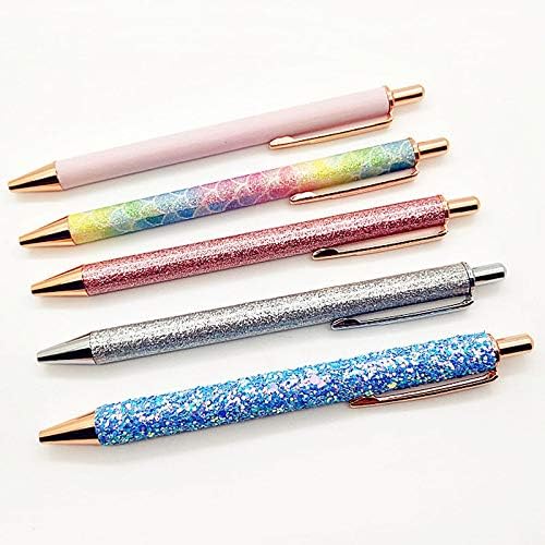 LA HAUTE Bling Dynamic Liquid Sand Ballpoint Pen Metal Retractable Pen Glitter Office Supplies Gift Pen, 6pcs - Image 3