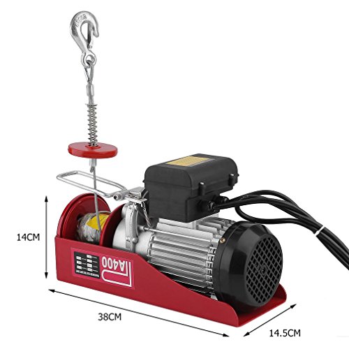 Homgrace 880lbs Mini Electric Wire Cable Hoist Crane Overhead Garage Winch with Remote Control Auto Lift (880LB)