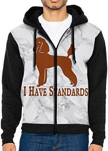 AKDLEE I Have Standards Poodle Dog Men's Hooded Pocket Zipper Sweatshirt