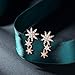 Presentski 3 Star Climber Stud Earrings 925 Sterling Silver 14K Rose Gold Starburst Crawler Dangling Earrings Mothers Day Gift for Women