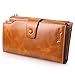 Yafeige Women's Large Capacity Oil wax cowhide Leather Purse Genuine Leather Wallet With Zipper Pocket(Yellowish Brown)