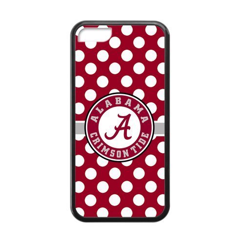 Generic Custom Extraordinary Best Design NCAA University of Alabama Crimson Tide Team Symbol Plastic and TPU Black and White Case Cover for iPhone5C