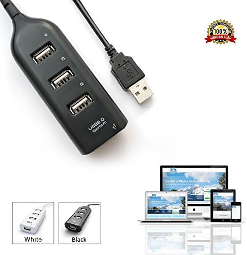 Multi USB 2.0 4 Port Hub for Apple Macbook, Pro, Mac mini, iPad Laptop, Charging and Extension Super Speed Data Transfer, SD Card Reader, PS4, Xbox One, PC, USB Mouse, USB Keyboard (Black)