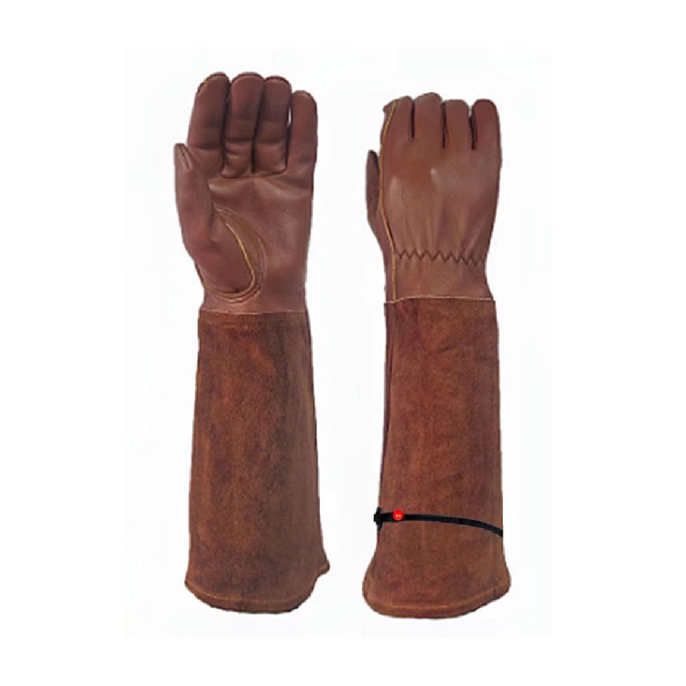 Supertool Unisex Gardening Gloves, Heavy Duty Thorn Proof Long Garden Work Gloves with Forearm Protection for Garden Yard Agriculture, Brown/M