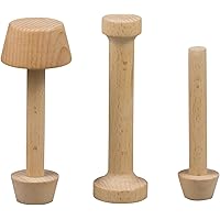 KVMORZE 3Pcs Tart Tamper Set, Portable Wooden Double Side Pie Pastry Dough Tamper, Wooden Egg Tart Mold, DIY Cake Pastry Tool