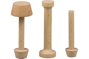 KVMORZE 3Pcs Tart Tamper Set, Portable Wooden Double Side Pie Pastry Dough Tamper, Wooden Egg Tart Mold, DIY Cake Pastry Tools for Egg Tart, Pasta, Cheesecakes and Dessert Baking