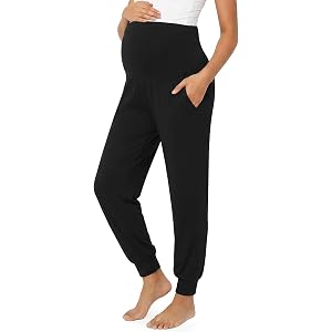 Summer Mae Viscose Maternity Jogger Pants Pregnancy Lounge Pant with Pocket | Soft stretchy womens pajama, comfy sweatpant, g