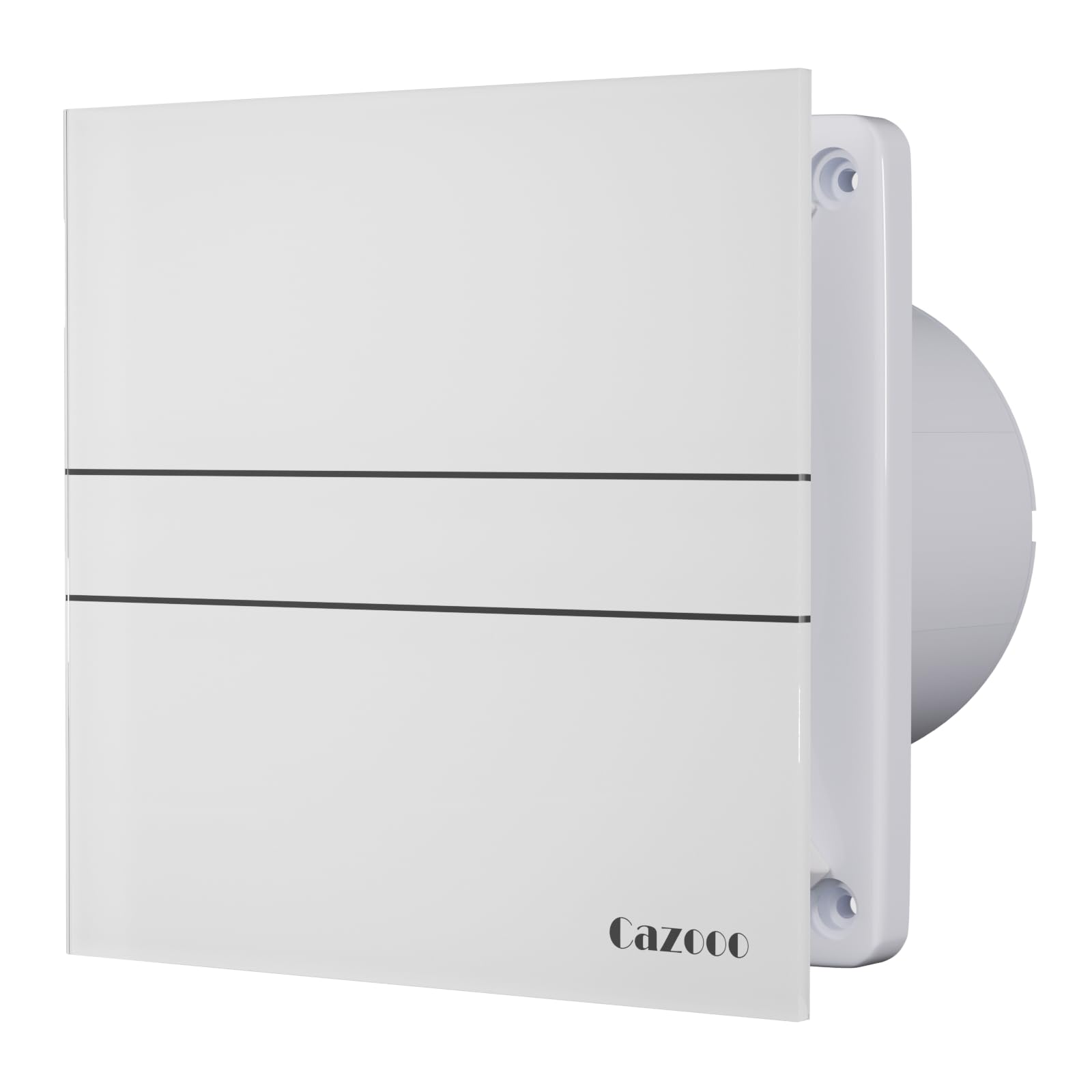 Cazooo 100mm Bathroom Extractor Fan, 115m³/h Beige Glass Silent Bathroom Fan with Backflow Flap, Wall/Window/Ceiling Mounted Extractor Fan for Shower Kitchen Toilet, 10W, 31 dB, White (No Timer)
