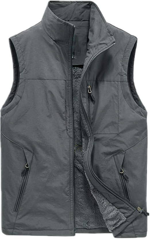 Winter Herren Ärmellose Jacke Fleece Weste Warm Multipocket Jacke
