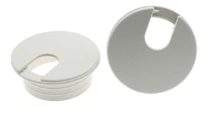 LBTODH 1-3/8 Inch (35 mm) U-Shaped Opening Desk Grommet 2 Pcs ABS Plastic Cable Hole Cover Cable Cord Grommet to Arrange Wires & Cords Through Computer Table/Countertops (White)