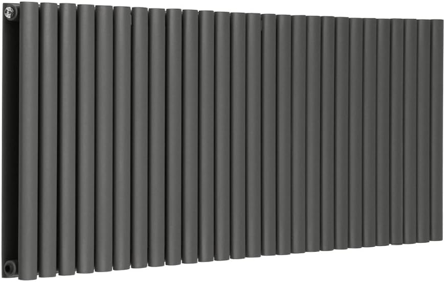 NRG Designer Oval Column Double Panel Horizontal Radiator Anthracite 600x1593 Bathroom Central Heating