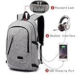 FLYMEI Laptop Backpack with USB Charging Port and Lock & Headphone Compartment