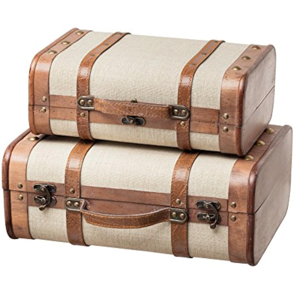 Decorative Suitcase Straps (Set Of 2, Beige) OldFashioned Antique