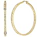 2 Inch Stainless Steel Gold Plated High Shine Inside-Out Hoop Earrings With CZ