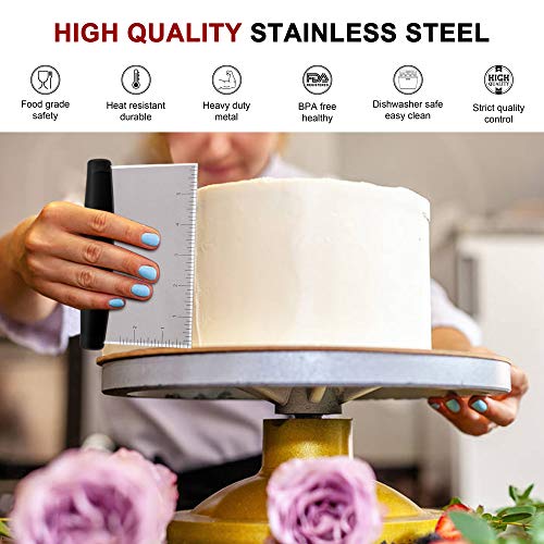 Metal Griddle Scraper Chopper, HaSteeL Stainless Steel Bench Pastry Scraper Dough Cutter with Measuring Marks, Multi-purpose Kitchen Tool for Flat Top Grilling/Baking/Cooking, Dishwasher Safe (2-Pack) - Thumbnail 4