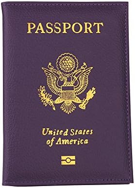 Travel USA Passport Cover Women Passport Holder Business Card for Passports Case Passport Wallet (Purple)