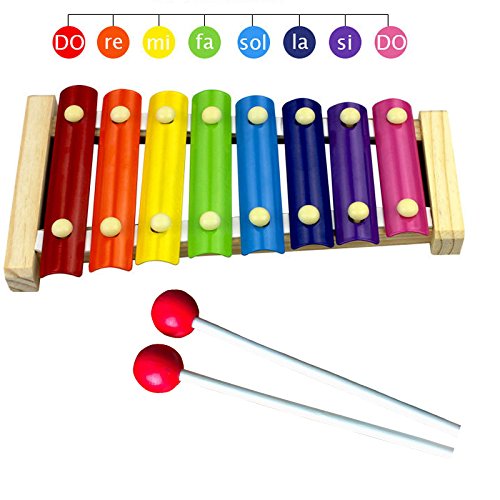 Wooden Xylophone for Kids, OMGOD Colorful 8 Tones Hand Knock Glockenspiel Metal Keys Best Birthday Gift Idea for your Mini Musicians, Perfectly Musical Toy Tuned Instrument for Toddlers Girl Boy Child - Thumbnail 6