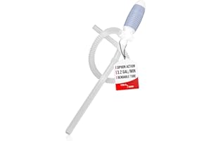 TERA PUMP TRDP15 Heavy Duty Manual Fuel Transfer Pump Siphon, Fast Flow 3.2 GPM, Flexible Suction Tube, Hand Siphon Pump for Gasoline, Diesel, Light Oils, Kerosene, Non-Potable Water, and More