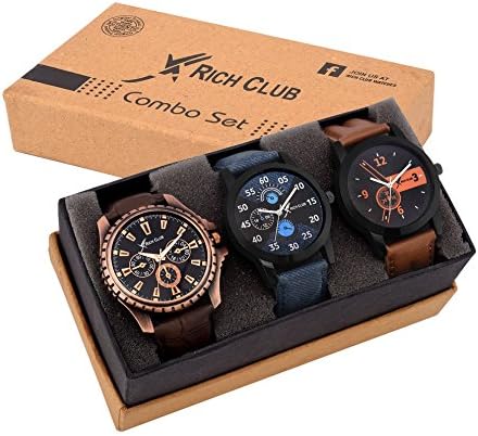 Rich Club Men's Analogue Black and Blue Dial Quartz Watch