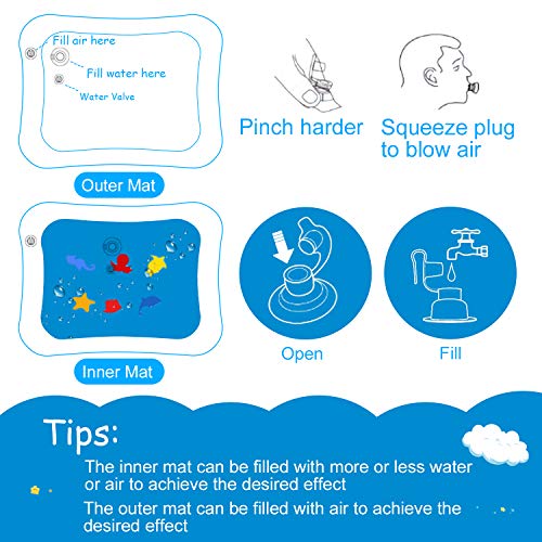 Marysay Infant Toys 3 6 9 Months Baby Gift Tummy Time Water Mat Inflatable Play Mat for Baby Boys Newborn Girls Size 26”x20”