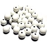 WLIANG 150 Pcs 16mm White Wooden Beads, Unfinished Round Bulk Spacer Wood Beads for DIY Crafts, Garlands Farmhouse Decor, Jewelry Bracelet Necklace Making, Christmas Holiday Decoration