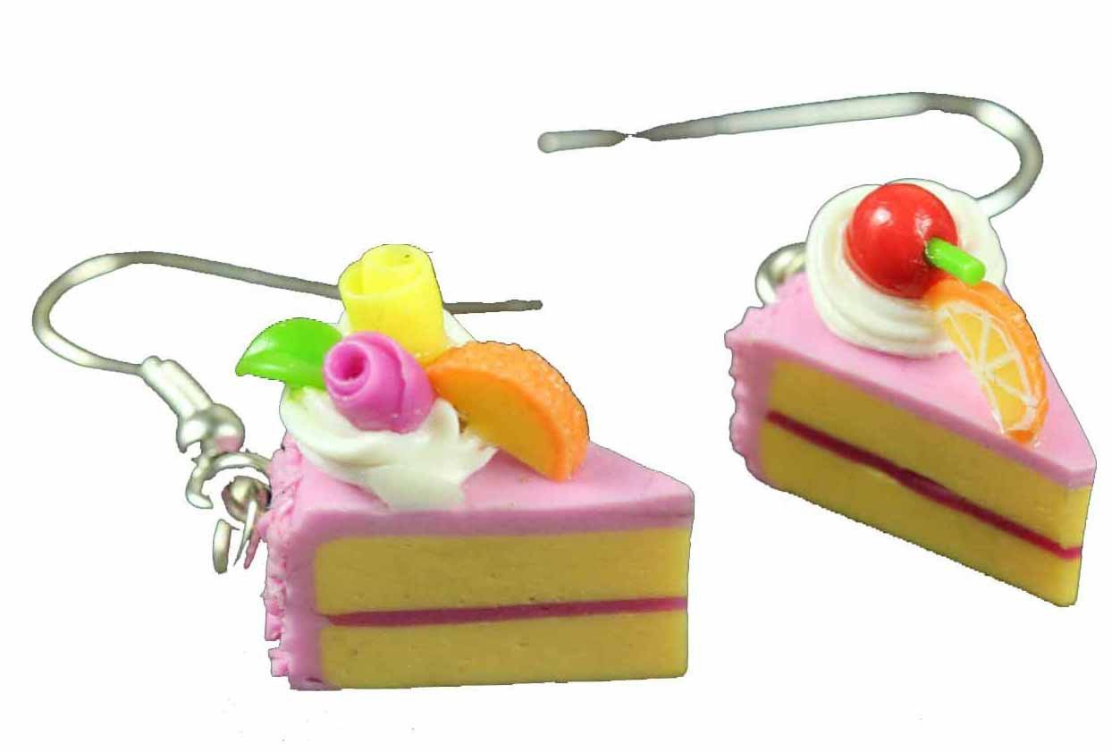 Slice Of Cake Earrings Piece Miniblings Sstrawberry Summer Pink