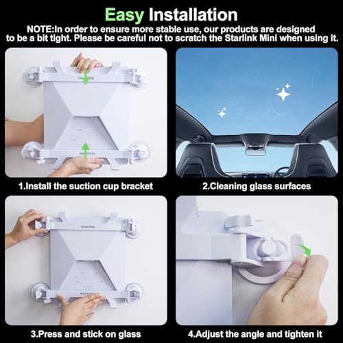 Ackno for Starlink Mini Mount for Car,for Starlink Mini Suction Cup Mount Accessories,linkoostar Kit for Sunroof/Front/Rear Window/Roof/Dashboard/Windshield