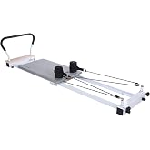 Stamina AeroPilates Precision Series Cushioned Foldable Reformer, White | Wheeled Design with Resistance Bands &amp; 2 Exercise Videos for Core Control, Flexibility, At-Home Conditioning &amp; Easy Storage