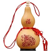 Leadigol Natural Gourd Ornament Chinese Style Gourd Crafts Dried Feng Shui Hanging Amulet Bring Wealth and Luck Home Office Desktop Decor Photography Props with Tassel（Approx 3.9Inches）