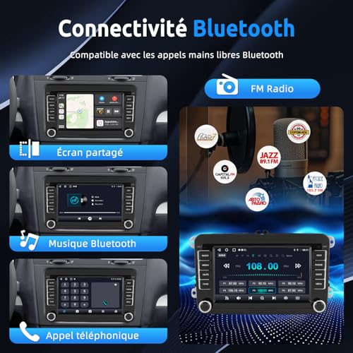 ESSGOO [4+64G] Car Radio VW Golf 5/6 — CarPlay/Android Auto Wireless, DSP | Golf 5/6, Passat B6/B7, Polo 5, Touran, Tiguan, Caddy, T5 Android 15, DSP 15 bands Plug & Play, Canbus included