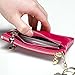 Itslife Triple Zipper Leather Mini Coin Purse Card Holder with Key Chain(Rose)