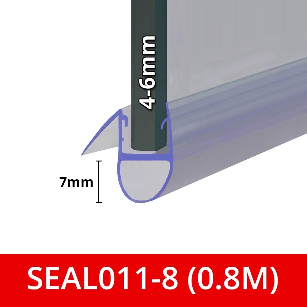 Shower Seal for Screens, Doors or Panels Fits 4, 5 or 6mm Glass Round Bubble Shape Seals