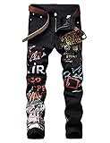 Baylvn Men's Casual Straight Slim Fit Printed Jeans