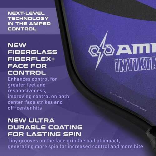 Selkirk Sport Amped Control Pickleball Paddle | Assembled in The USA | Next-Gen FiberFlex+ Face & Ultra Durable Spin Coating | Unrivaled Precision & Control | Invikta Lightweight Purple