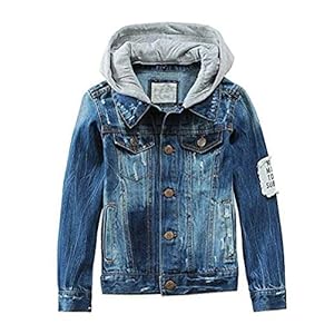 Mallimoda Kids Boys Girls Hooded Denim Jacket Zipper Coat Outerwear www.denim.fit