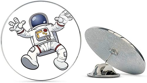 Amazon Brk Studio 宇宙飛行士 浮かぶ漫画の宇宙飛行士 ラウンドメタル 0 75インチ ラペルピン ハット シャツ ピン タイタック ピンバック ブローチ 通販
