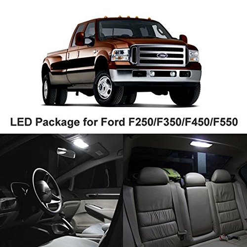 Partsam 2005-2012 Ford F-250 F-350 F-450 Interior LED Package Kit + Back Up Lights, White, Pack of 10