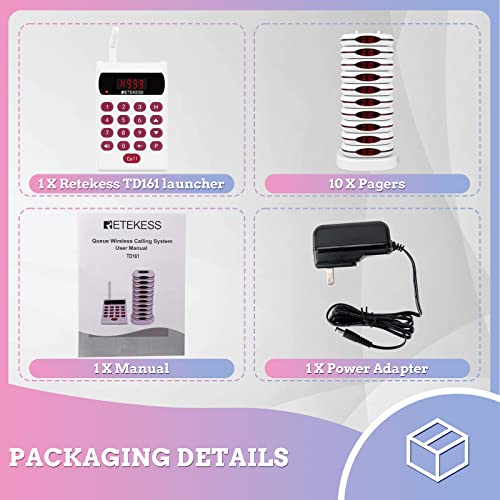 Retekess TD161 Pager System, Pagers For Restaurants, Transmitter With