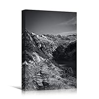 Canvas Wall Art Expressive Landscape Chic Dramatic Duotone Hallway Landscape Mountain Photography - 12x18 inches