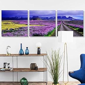 3 Panel Romantic Lavender Pictures Home Wall for...