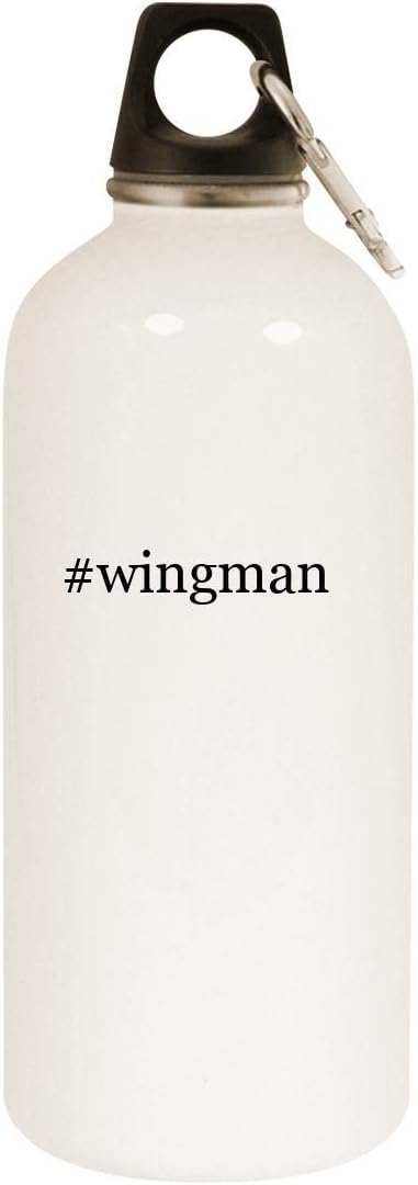 #wingman - 20oz Hashtag Stainless Steel White Water Bottle with Carabiner, White