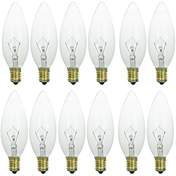 Sunlite 60CTC/32/E14/12PK 60W Incandescent Torpedo Tip Chandelier with Crystal Clear Light Bulb and European E14 Base (12 Pack)