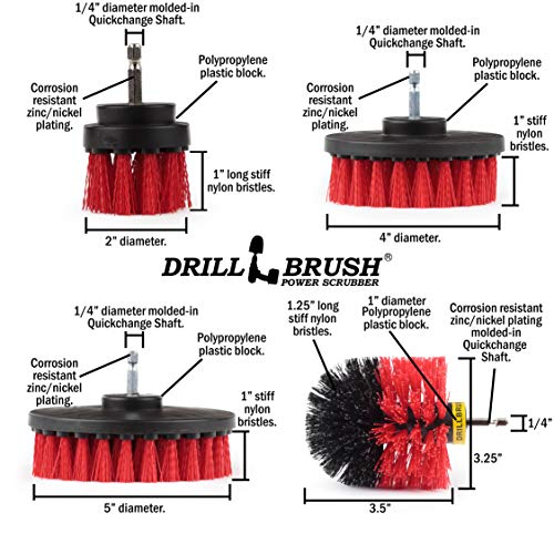Stiff Bristle 4 Piece Drill Brush Nylon Cordless Drill Powered Spinning