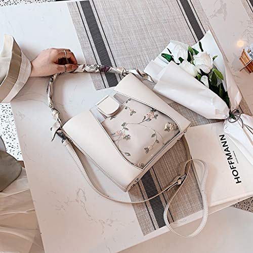 DZTZ New Women's Fashion Wild Solid Elegant Print Single Shoulder Messenger Bags (White)